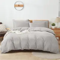 Benza Ibenzoa Bettwäsche-Set 135x200 cm – 100% Baumwolle, atmungsaktiv (200 TC), hellgrau, inkl. Kissenbezug 80x80 cm mit Reißverschluss