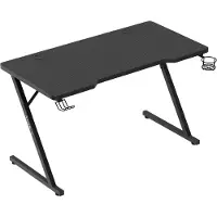 Huzaro Hero 2.5 | Gaming Tisch PC Schreibtisch Computertisch | Getränkehalter Kopfhörerhalter Carbon Tischplatte 120x60cm | Homeoffice Gamer | Schwarz