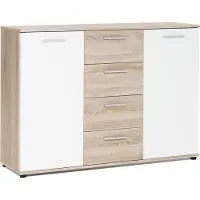 Freiraum Sideboard Standschrank Anrichte Beistellschrank Highboard Kommode "Jacklin I" Sonoma-Eiche/Weiß