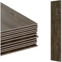 Relaxdays PVC Bodenbelag selbstklebend, 7,5m²/54 Stück, Holzoptik, Bad, Küche, Klebefliese 91x15 rutschfest, dunkelbraun