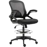 Vinsetto Mesh Zeichenstuhl Ergonomischer Bürostuhl mit Rollen drehbar Schwarz