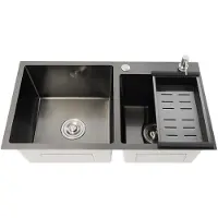 Merkloos Edelstahl Doppel-Unterbauspüle 78x43x22 cm mit Wasserhahnloch