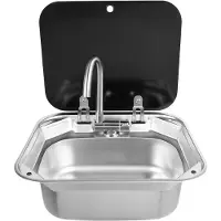 Merkloos Camping-Spüle mit Wasserhahn und Deckel