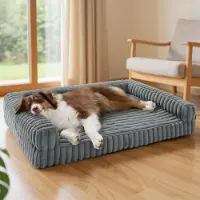 Merkloos Orthopädisches Hundebett Groß - 89x64x18cm - Hundesofa mit Memory-Schaum - Wasserdicht - Rutschfest - Waschbarer Corduroy-Bezug - Hundebett