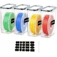 Merkloos Filament-Aufbewahrungsbox 4 l - Aufbewahrungsboxen mit Deckel - Feuchtigkeitsbeständig - Staubdicht - Transparentes Design - Inklusive Trockenmittel und Etiketten