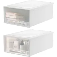 Merkloos Set aus 2 Stapelbaren Kunststoff Aufbewahrungsboxen für Zuhause und Büro
