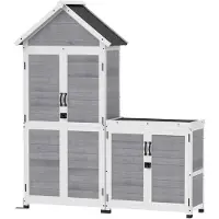 Outsunny 2 in 1 Gartenschrank Holz, Geräteschuppen mit Aufbewahrungsschrank