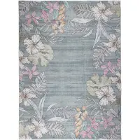 FRAAI Outdoor Teppich Blumen | Poppy Olivgrün | 140x200cm | Grün | Rubber (TPR) | Rechteckig