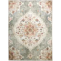 FRAAI Vintage Gartenteppich | Santo Mandala Olivgrün | 80x150cm | Grün | 3D | Mesh | Rechteckig