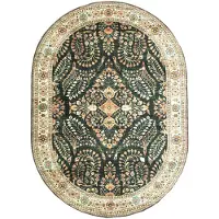FRAAI Vintage Gartenteppich Oval | Santo Flora Dunkelgrün | 200x290cm | Grün | 3D | Mesh | Oval