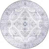 FRAAI Vintage Gartenteppich Rund | Santo Flora Weiß | Ø 200cm | Weiß | 3D | Mesh | Rund