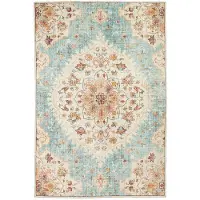FRAAI Vintage Gartenteppich | Santo Mandala Hellblau | 230x330cm | Blau | 3D | Mesh | Rechteckig