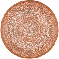 FRAAI In | & Outdoor Teppich Rund | Summer Azteca Terracotta | Ø 160cm | Terra | Rund