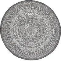 FRAAI In | & Outdoor Teppich Rund | Summer Azteca Grau | Ø 180cm | Grau | Rund