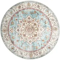 FRAAI Vintage Gartenteppich Rund - Santo Medaillon Hellblau