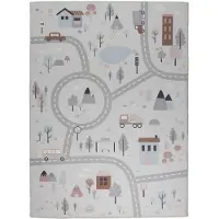 Little Olly Auto Spielteppich | Rocky Ride Weiß | 120x170cm | Weiß | Polyester | Rechteckig