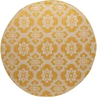 FRAAI In | & Outdoor Teppich Rund | Rio Flower Gelb | Ø 160cm | Gelb | Jute | Rund
