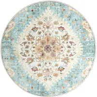 FRAAI Vintage Gartenteppich Rund - Santo Mandala Hellblau