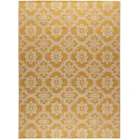 FRAAI In | & Outdoor Teppich | Rio Flower Gelb | 200x290cm | Gelb | Jute | Rechteckig