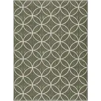 FRAAI Geometrischer Outdoor Teppich | Faro Ripple Grün Weiß | 80x150cm | Grün | Jute | Rechteckig