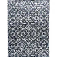 FRAAI In | & Outdoor Teppich | Rio Flower Blau | 200x290cm | Blau | Jute | Rechteckig