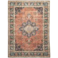 FRAAI In | & Outdoor Teppich Vintage | Kairo Medaillon Terra Dunkelblau | 160x230cm | Terra | 3D | Mesh | Rechteckig