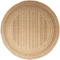 FRAAI Jute Gartenteppich Rund - Mavi Stripes Creme Braun