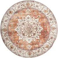 FRAAI Vintage Gartenteppich Rund - Santo Medaillon Terrakotta
