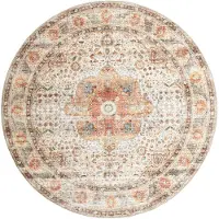 FRAAI In | & Outdoor Teppich Rund | Kairo Medaillon Creme Bunt | Ø 200cm | Creme | 3D | Mesh | Rund