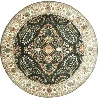 FRAAI Vintage Gartenteppich Rund | Santo Flora Dunkelgrün | Ø 100cm | Grün | 3D | Mesh | Rund