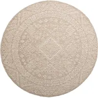 FRAAI In | & Outdoor Jute Teppich Rund | Atlas Aztec Braun Creme | Ø 100cm | Creme | Rund