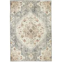 FRAAI Vintage Gartenteppich | Santo Mandala Blau Grau | 200x290cm | Grau | 3D | Mesh | Rechteckig