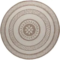 FRAAI Garten Teppich Rund - Nusa Medallion Beige Creme