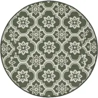 FRAAI In | & Outdoor Teppich Rund | Rio Flower Grün | Ø 200cm | Grün | Jute | Rund