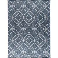 FRAAI Geometrischer Outdoor | Teppich – Faro Ripple Blue | 200x290cm | Blau | Jute | Rechteckig