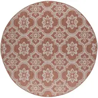 FRAAI In | & Outdoor Teppich Rund | Rio Flower Rosa | Ø 140cm | Pink | Jute | Rund