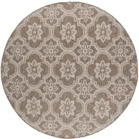 FRAAI In | & Outdoor Teppich Rund | Rio Flower Beige | Ø 230cm | Beige | Jute | Rund