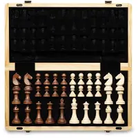 Merkloos Holz-Schachspiel mit Aufbewahrungsfunktion und Standardfiguren
