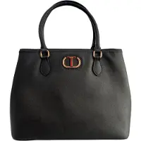 Twinset Damenhandtasche Schwarz Veganlederstoff mit Magnetverschluss Nero uni 33x25x12 cm 241TB712000_006/NERO_UNI