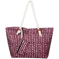 Unyqoos Ibenzoa XXL Strandtasche 58 x 38 x 18 cm – Außen Polyester, Innen Baumwolle, Reißverschluss, Innenfach & kleines Etui, Tragegriffe aus maritimem Tau, für die ganze Familie