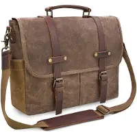 Merkloos Wasserdichte Laptoptasche mit 9 Fächern und Vintage-Aussehen