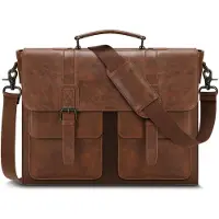 Merkloos Leder Messenger Bag für 15,6 Zoll Laptop mit mehreren Fächern