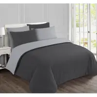 Merkloos Bettbezugset Baumwolle Anthrazit und Grau 260 x 240 cm