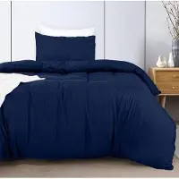 Benza Ibenzoa Bettwäsche-Set 135 x 200 cm Marineblau – gebürstetes Mikrofaser-Polyester, inkl. 1x Kissenbezug 80 x 80 cm, Reißverschluss