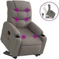 vidaXL Massagesessel mit Aufstehhilfe Taupe Stoff