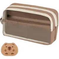Benza Ibenzoa Capybara Federmäppchen – großes Stiftetui mit großer Kapazität, 4 Elastikschlaufen & Reißverschluss, inkl. Capybara-Sticker für Teenager und Erwachsene