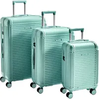 Markenlos 3-teiliges Hartschalenkoffer-Set aus Kunststoff in Mintgrün mit TSA-Schloss