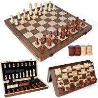 Merkloos Magnetisches Schachspiel 39cm - Faltbares Schachset mit Extra Damen