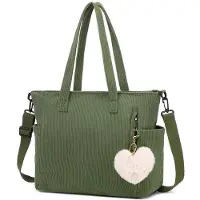 Unyqoos Ibenzoa Cord‑Schultertasche mit großer Kapazität – 39×14×28 cm, Platz für 14 Zoll Laptop, Kordstoff mit Baumwollfutter, Reißverschluss, verstellbarer 120 cm Gurt