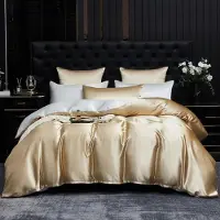 Merkloos Satin Bettbezug Set 200x200cm - Kühlende Sommer Bettdecke mit Reißverschluss